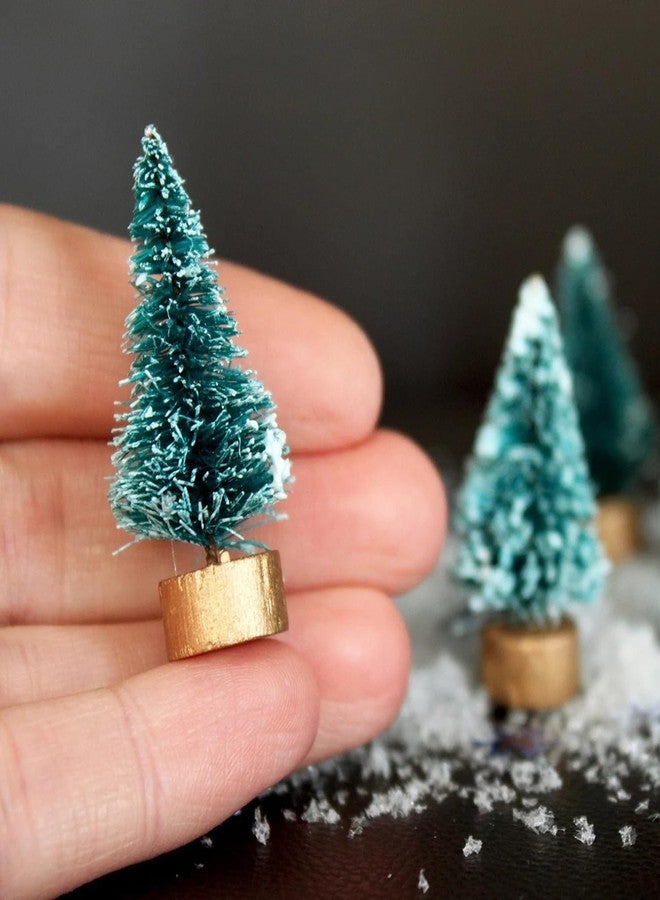 RillyRellow Miniature Christmas Trees, Frosted Evergreen Trees with Gold Wooden Bases, Christmas Trees with Snow, for Christmas Village, Diorama, Dollhouse or Fairy Garden (8PCS) - Image 1